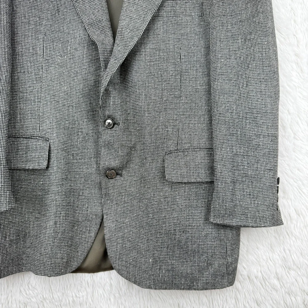 Andover Reed Mens Wool Blend Blazer Size 43R Gray Houndstooth‎ Sport Coat USA